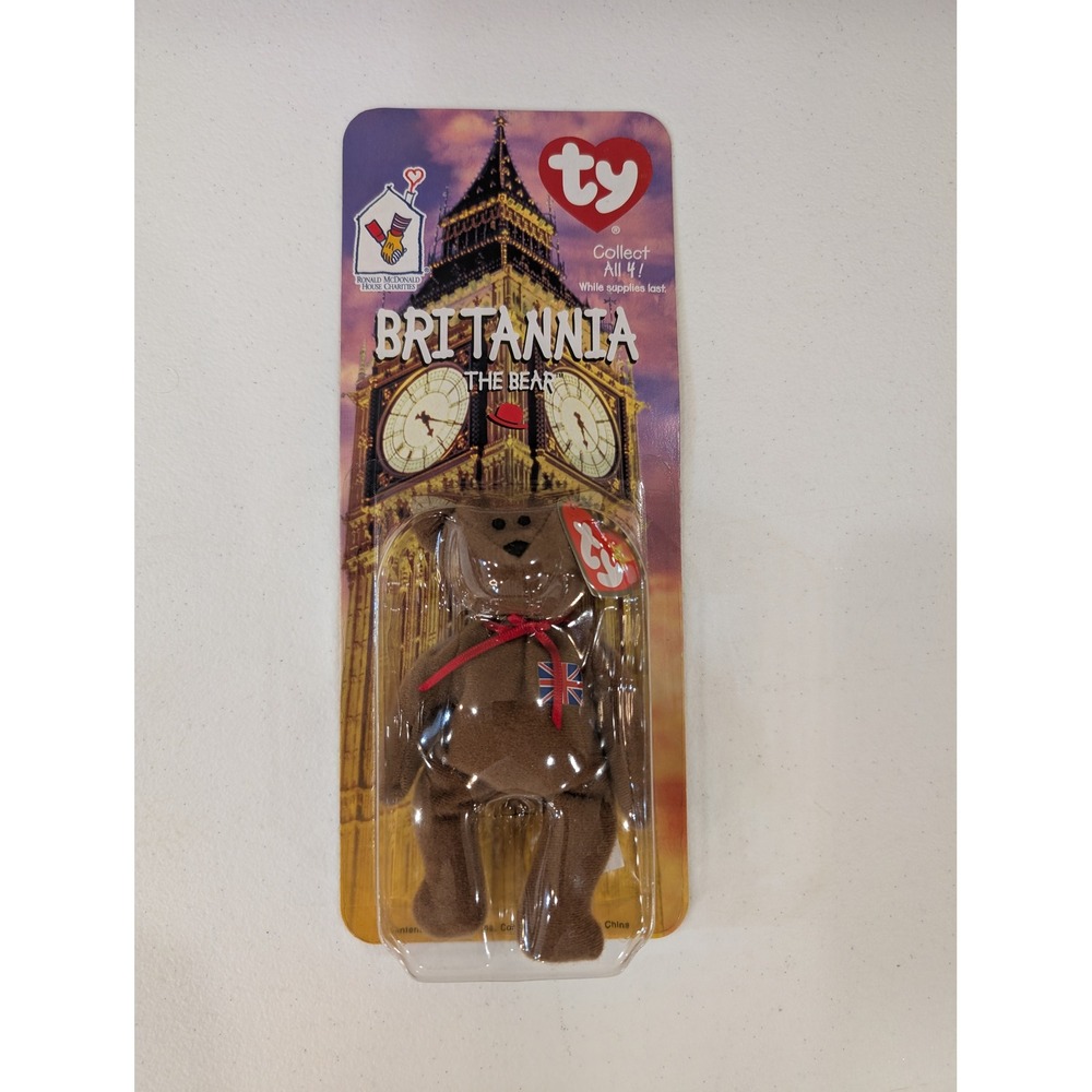 McDonalds Teenie Beanie Baby Britannia Bear 1999 Plush Toy NIB - Picture 1 of 2